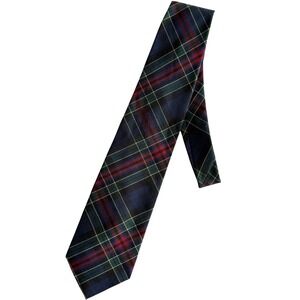 PENDLETON Navy, Red, Yellow Plaid Mens Made in the USA Wool Neck Tie, OS